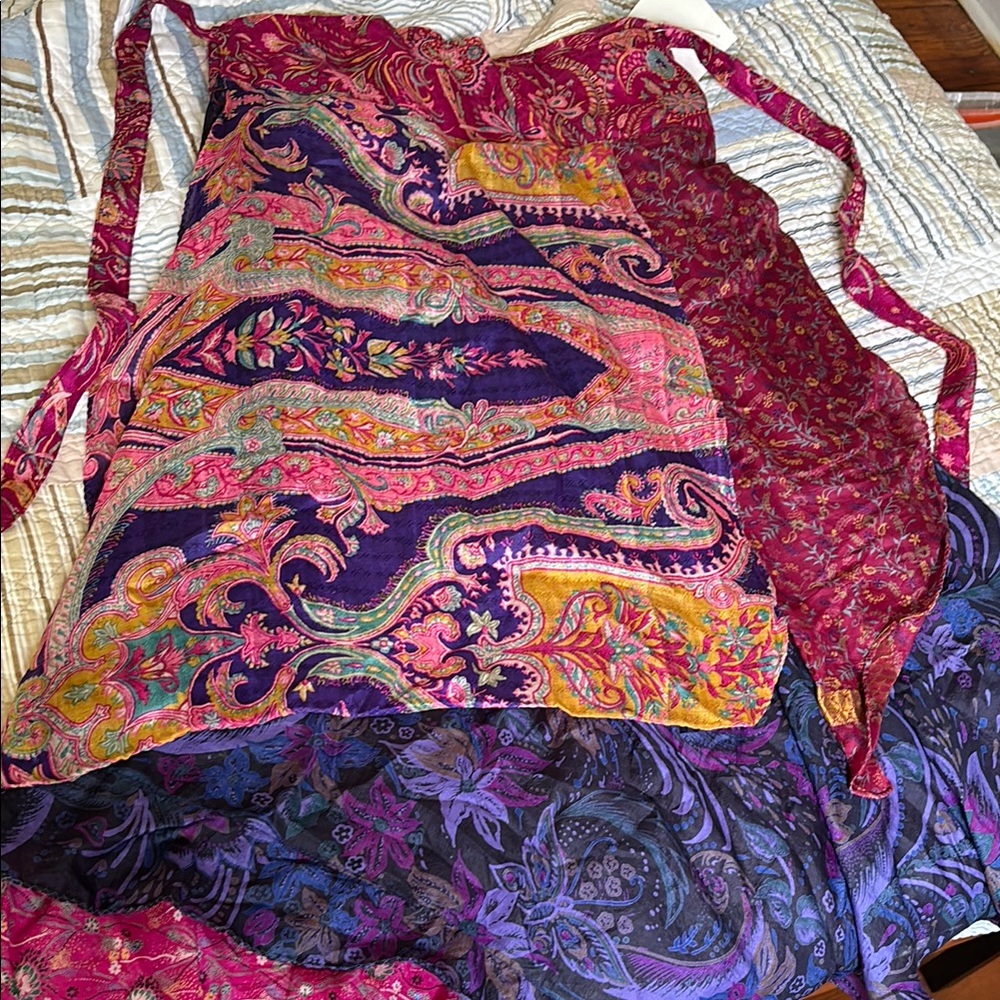 Colorful Paisley and Floral Wrap Dress
